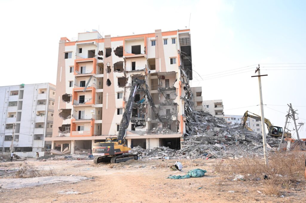 Illegal building demolition in Ameenpur